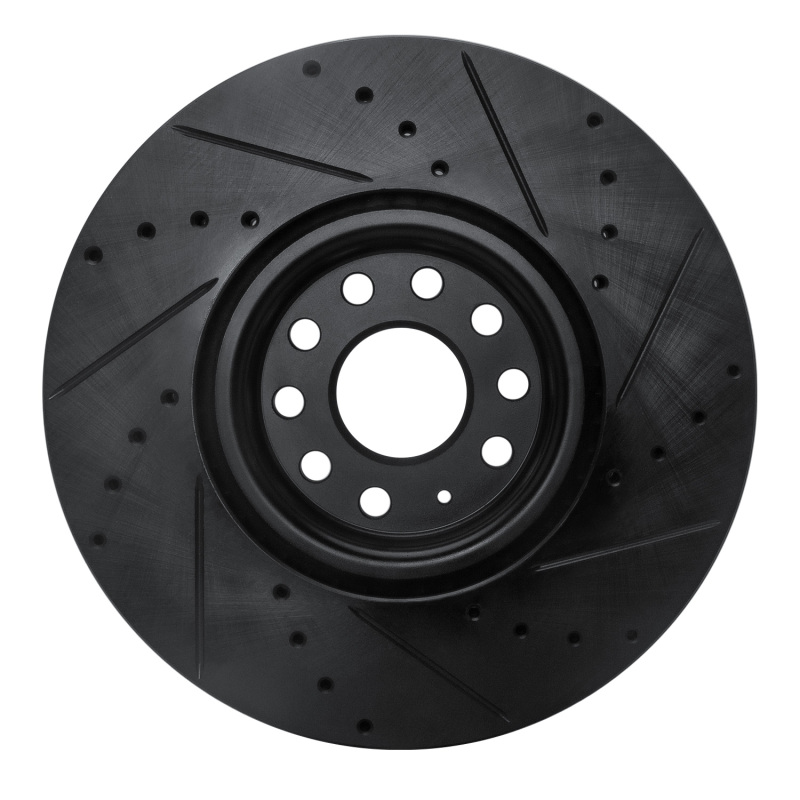 Volkswagen ATLAS Brake Rotor (1) - Front Left - R1 Concepts - Drilled & Slotted - Black - `18-`25